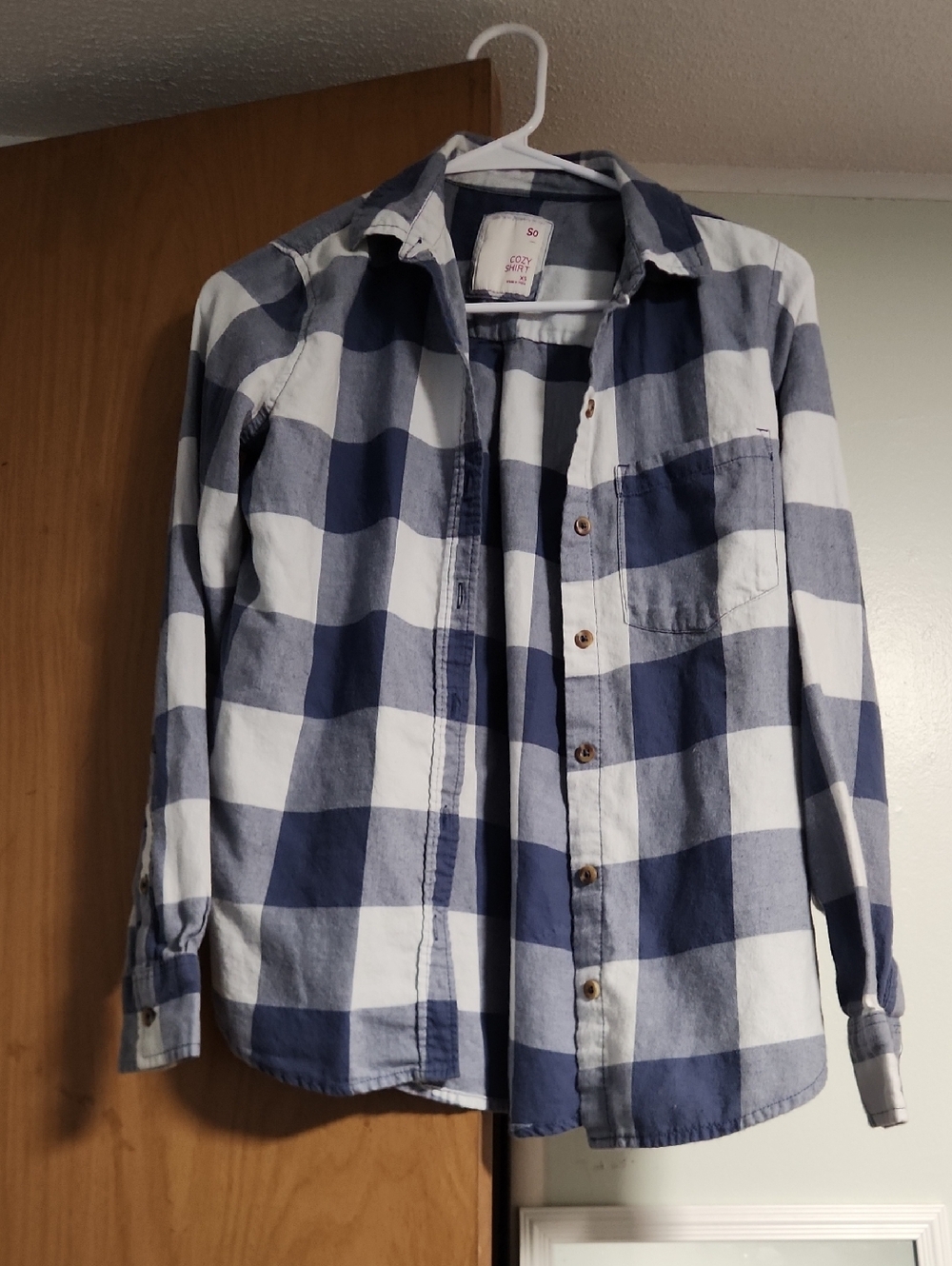 SO Blue and White Plaid Cozy Shirt